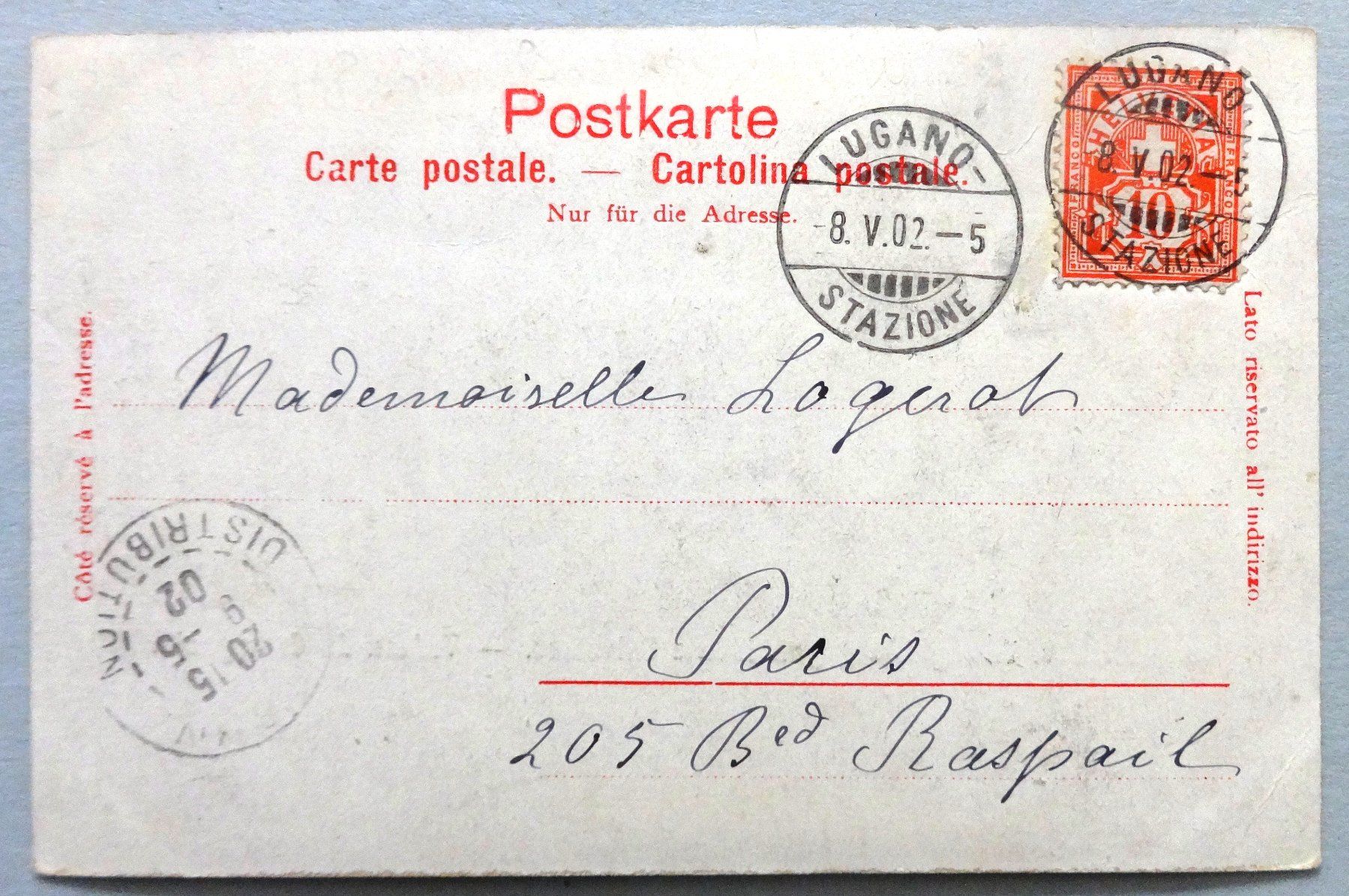 Cartoline postali: Lugano – Usato da Fétigny venduto da Billy2miny 1