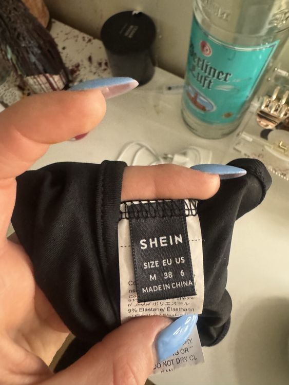 Shein Top, schwarz, M, neuwertig mit Strass Fransen (Gebraucht