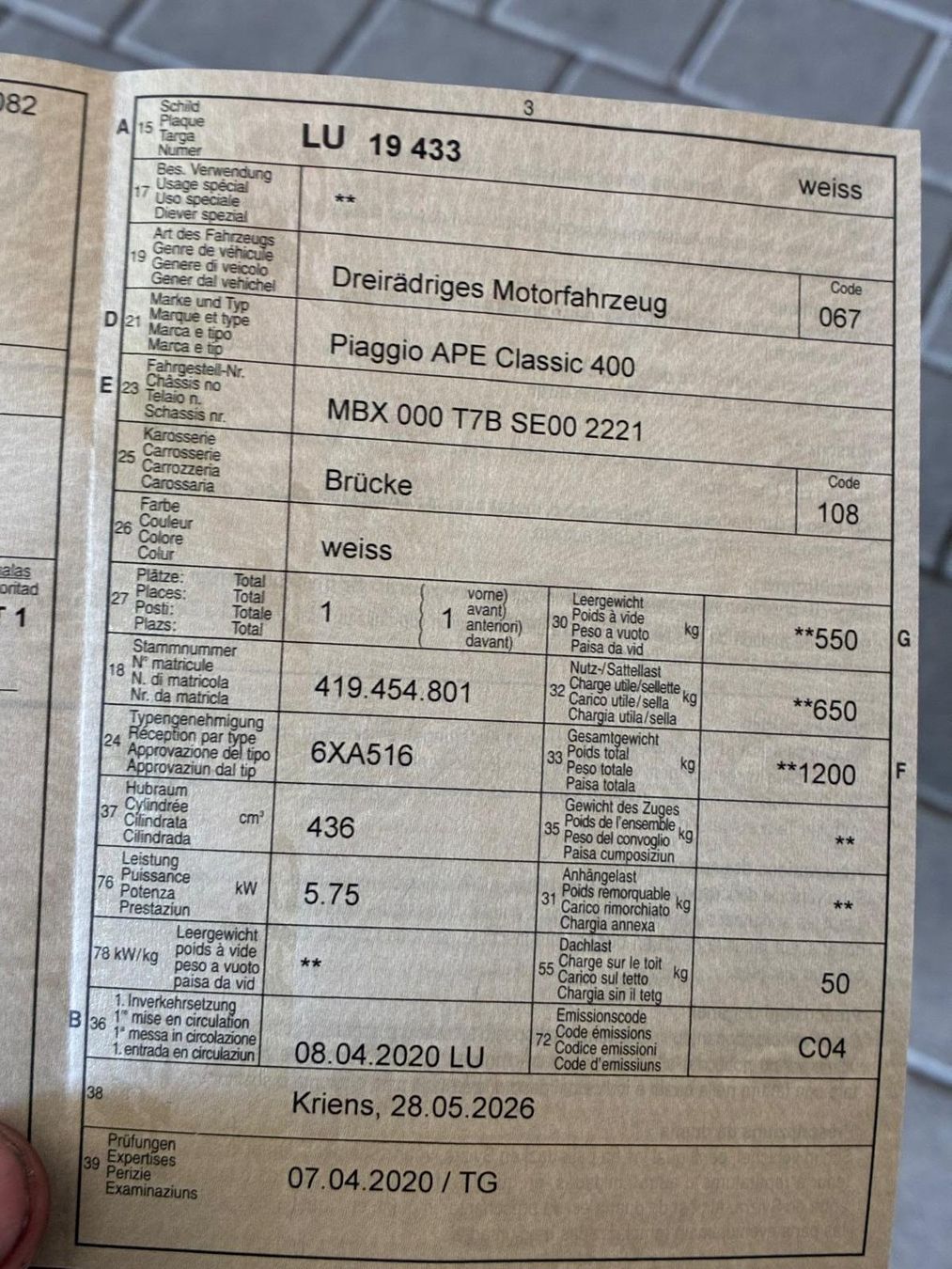 Piaggio Dreiräder: Piaggio Ape 400 – Gebraucht aus Luthern von bru_tb62 9