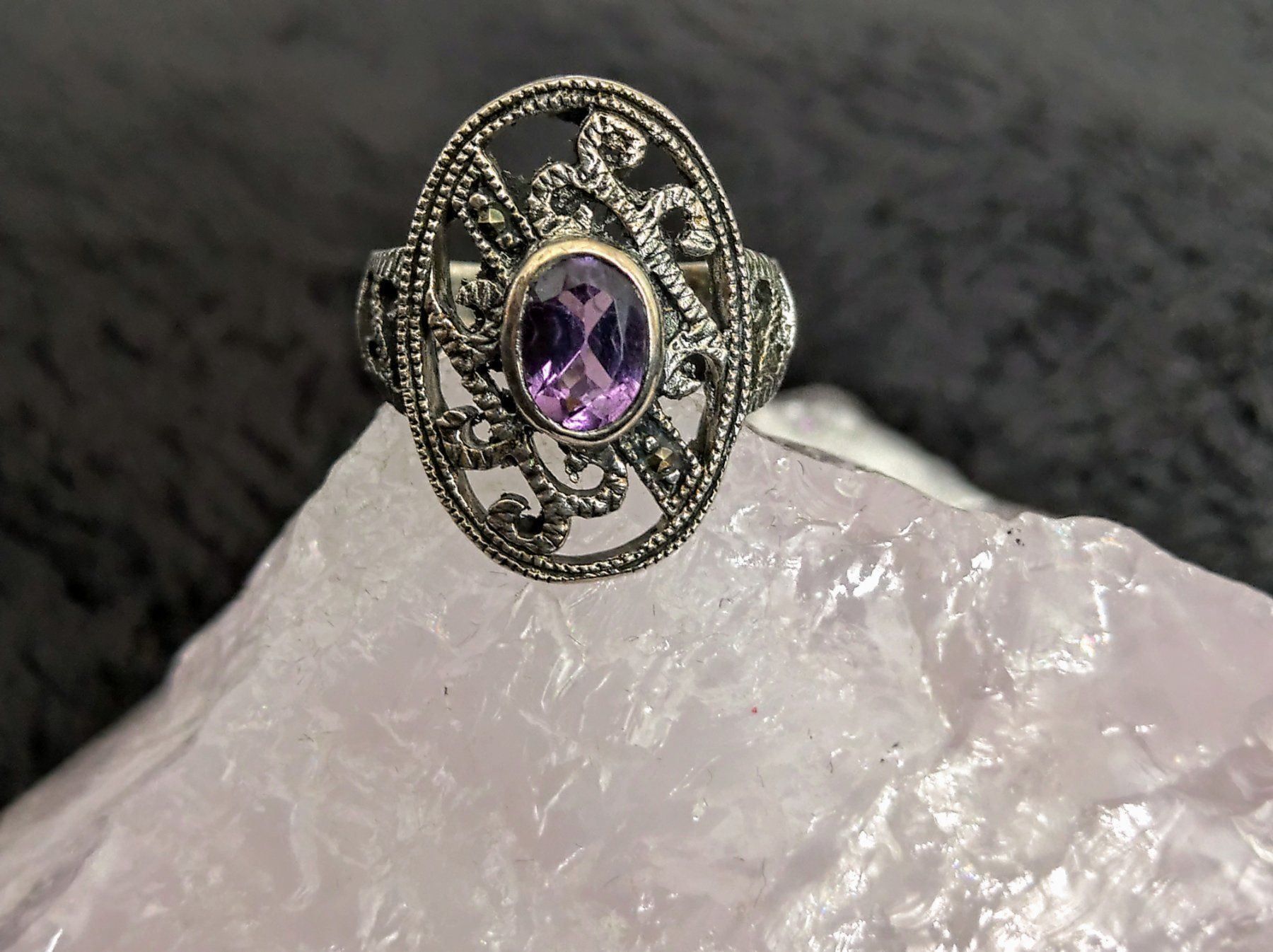 Anelli: Ring Silber 925 mit lila Stein – Usato da Istighofen venduto da Ringparadies