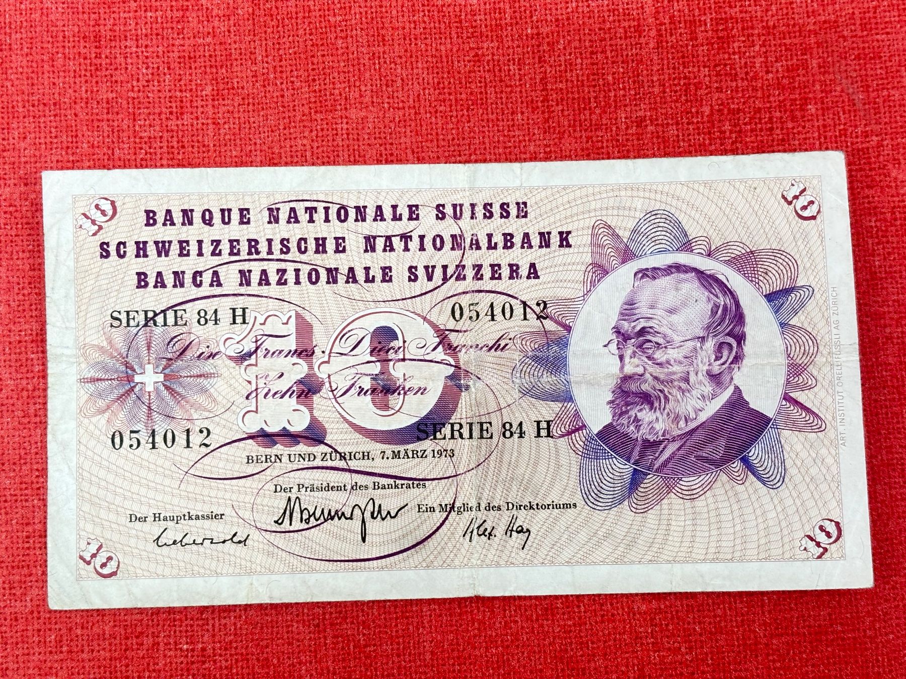 Banconote: 10 Franken Banknote 1973 gebraucht. – Usato da Ormalingen venduto da digital09