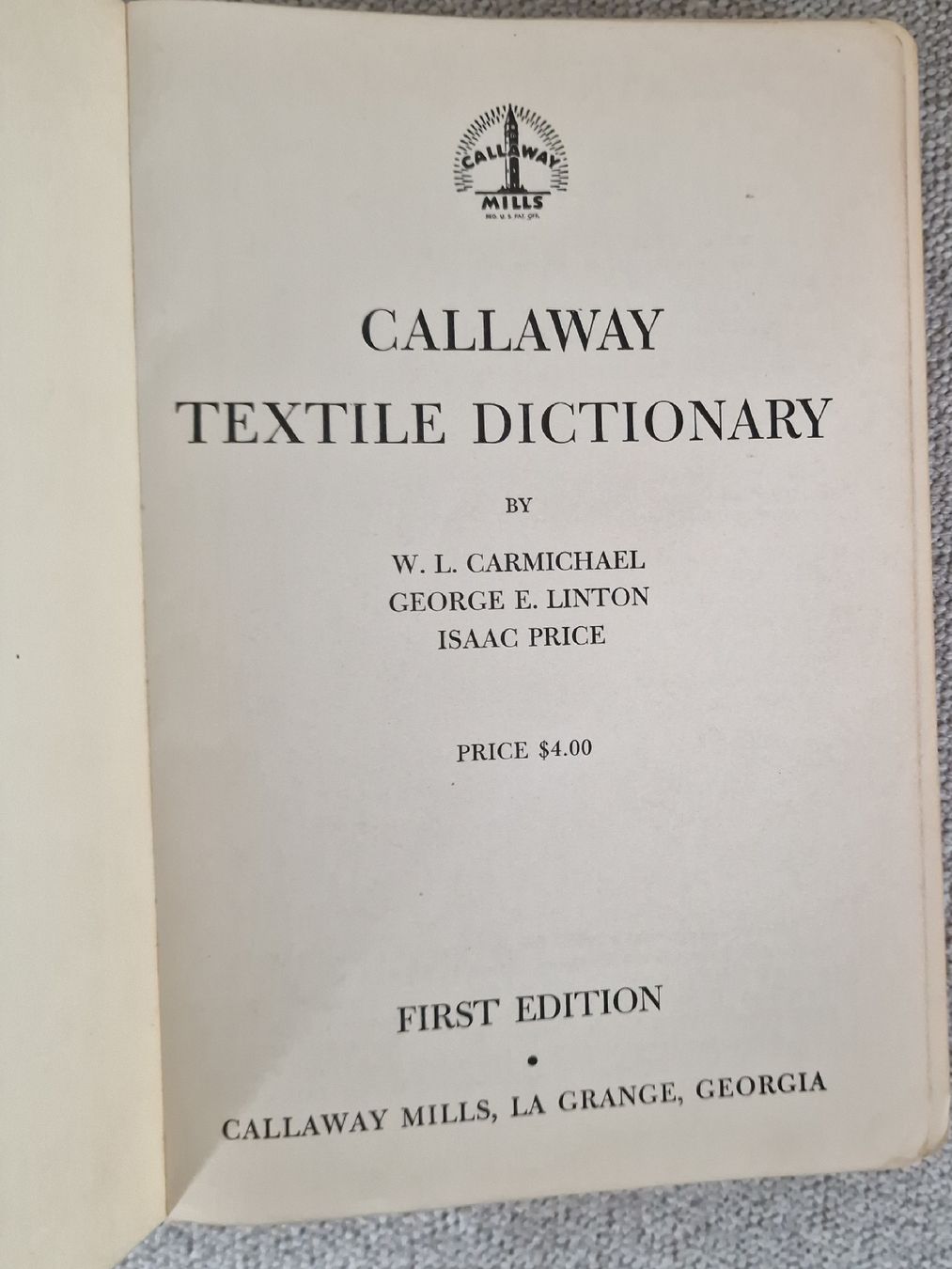 Libri: Callaway Textile Dictionary - First Edition, Vintage! – Usato da Forch venduto da ays_5lbc 2