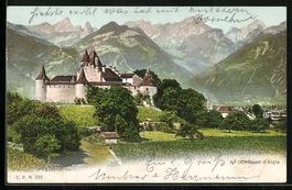 AK Aigle, Chateau, Alpenpanorama, 1904