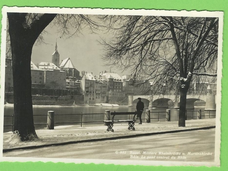 Cartoline postali: Basel Mittlere Rheinbrücke u. Martinsk. – Usato da Zürich venduto da t24_de