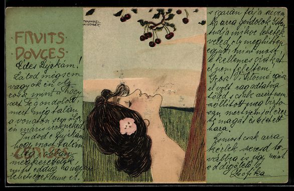 Cartoline postali: Raphael Kirchner: Schöne Frau mit Blume – Usato da Berlin venduto da bartko-reher