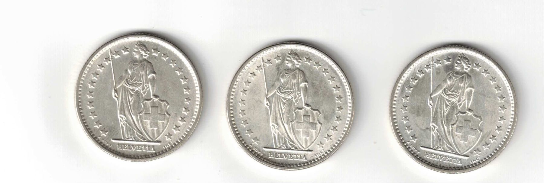 Tutti le monete: 3 x Fr.- 2.- 1967 unzirkuliert – Nuovo (secondo la descrizione) da Bottmingen venduto da Golferin 1