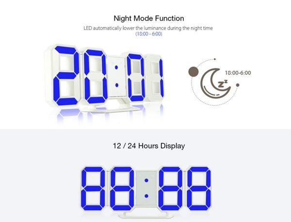 Uhren: Uhr Digital 3D Glowing Night Mode Helligkeit einstellbar – Neu und originalverpackt aus Unterägeri von RmOnline 5