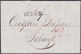 1826, RECHNUNGS-Vorphila-Brief ZÜRICH - SCHWYTZ, sehr sauber