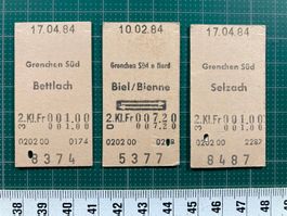 Ab Grenchen Süd / Nord, 3 Billette, Bettlach, Selzach, Biel