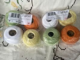 8 Knäuel a 50 gr feine Baumwolle in 4 Frühlingsfarben
