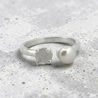 Feiner Ring 925 Sterling Silber mit 2 Steinen  Grösse 52