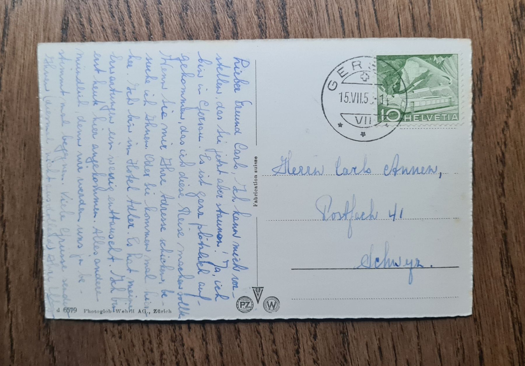 Cartoline postali: Gersau 1953 – Usato da Ebikon venduto da Donar50 1