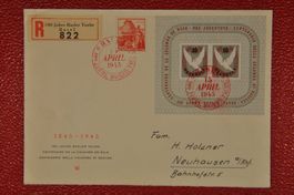 1945 W23 auf R-Brief mit Zusatzfrankatur