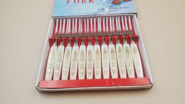 12 petites fourchettes cocktail vintage "Little Fork" 60's