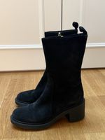 Gianvito Rossi Black Suede Heeled Boots, Size 36.5 EU
