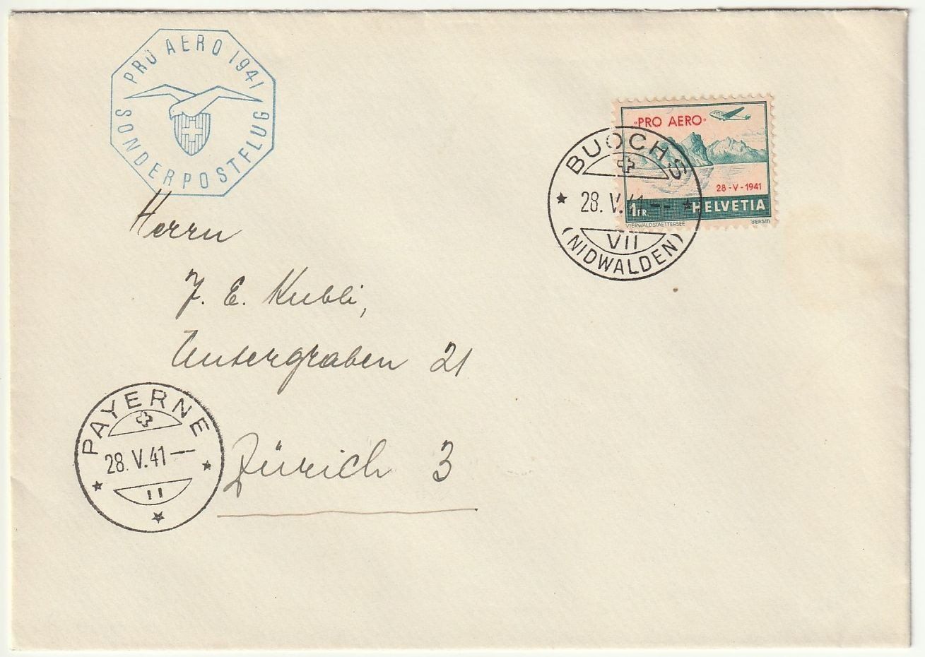 Alle Briefmarken: Lot 5 Flugbriefe Pro Aero / Bedarf – Gebraucht aus Fislisbach von Zigzag12 5
