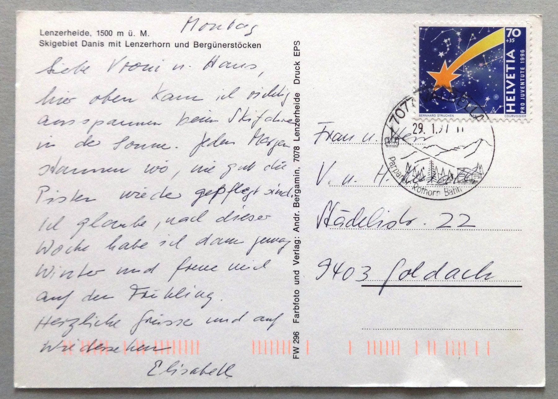 Cartes postales: Skigebiet Danis mit Lenzerhorn – Défectueux à Fétigny par Billy2miny 1
