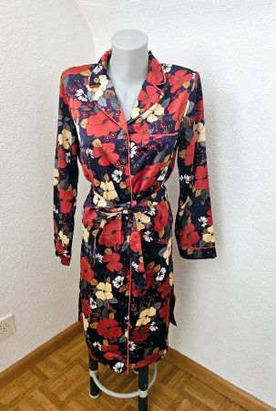 Blusenkleid / Morgenmantel / Gr. S Retro Blumen Hippie