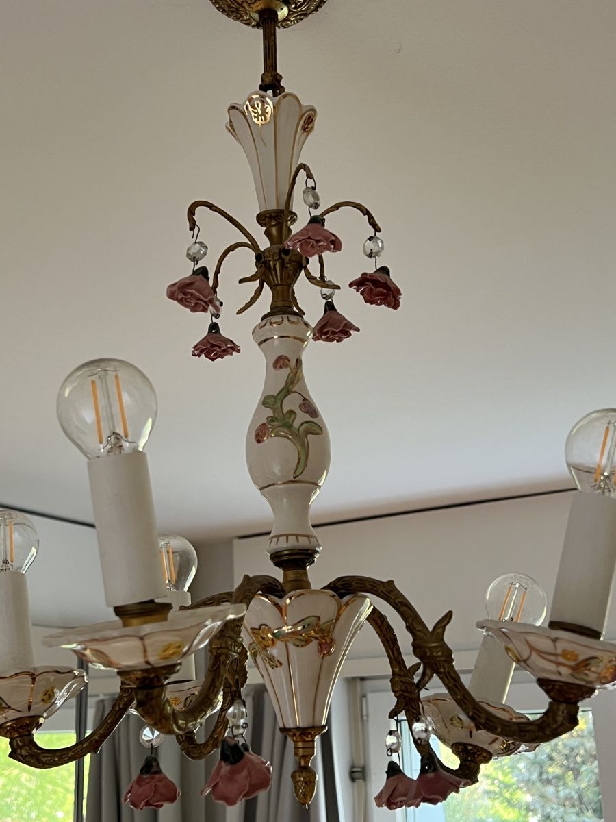Lampadari & plafoniere: Wunderschöne Blumen Keramik Hängelampe – Usato da Zürich venduto da ViolettRosenRot 3