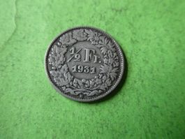 Schweiz 1931, 1/2 Franken - Silber