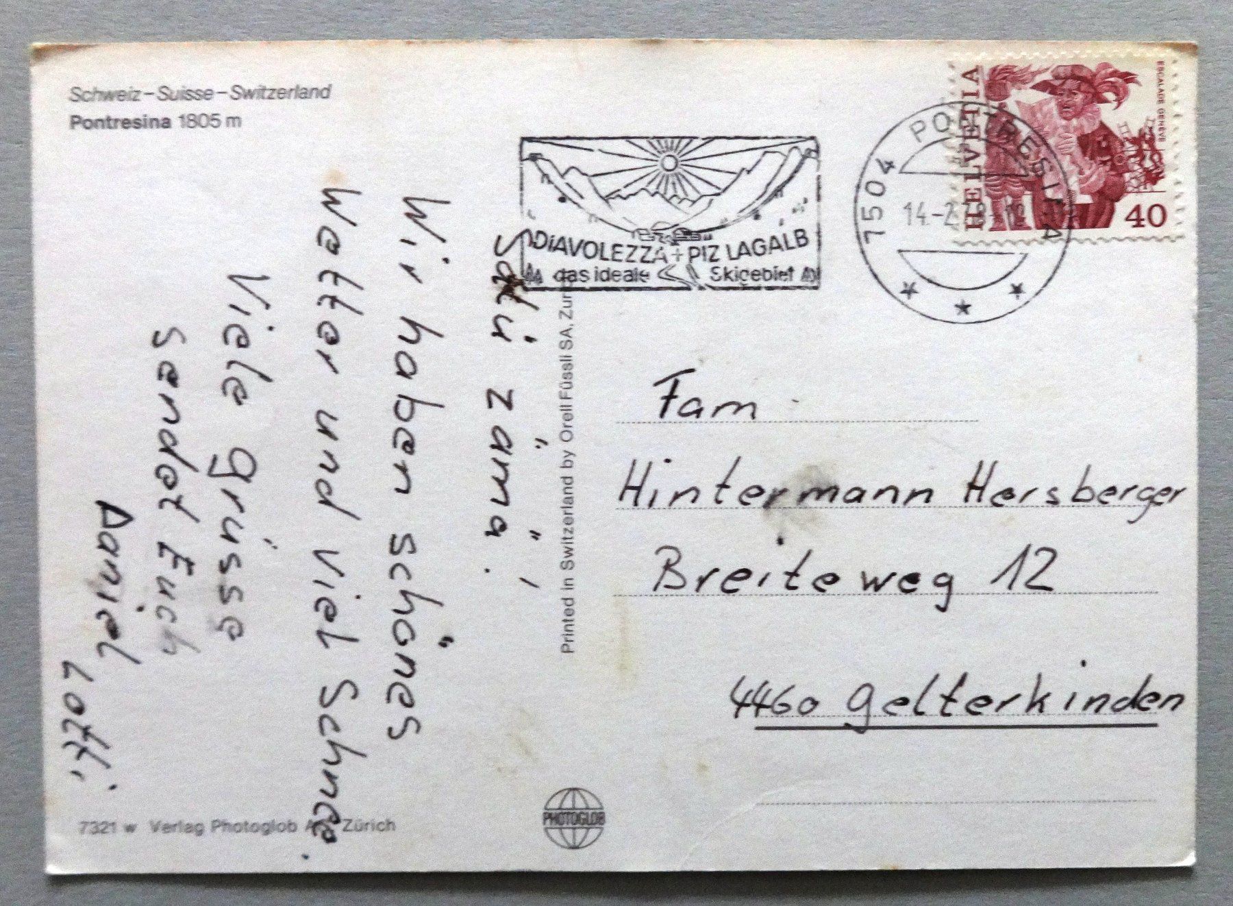 Cartes postales: Pontresina 1805 m – Défectueux à Fétigny par Billy2miny 1