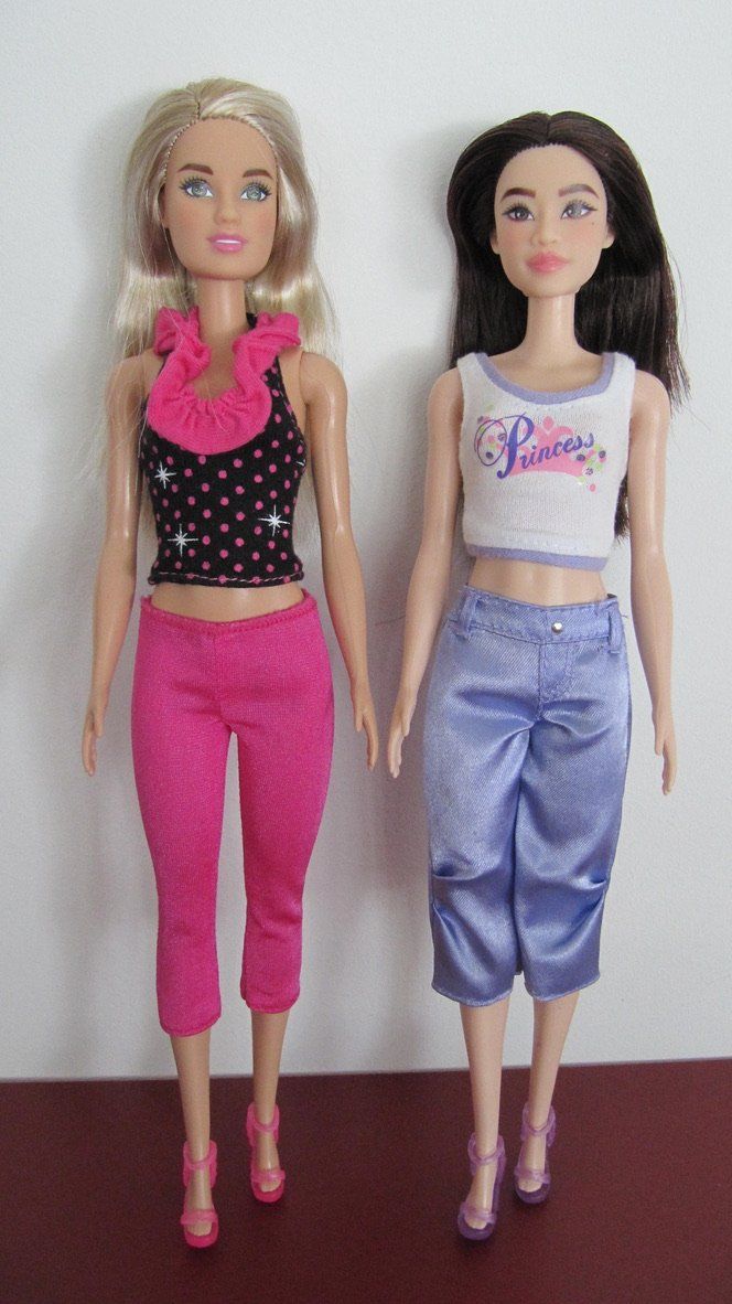 Poupées: Zwei Barbies mit Top und Hose – D'occasion à Brunnen par Kiwiland1