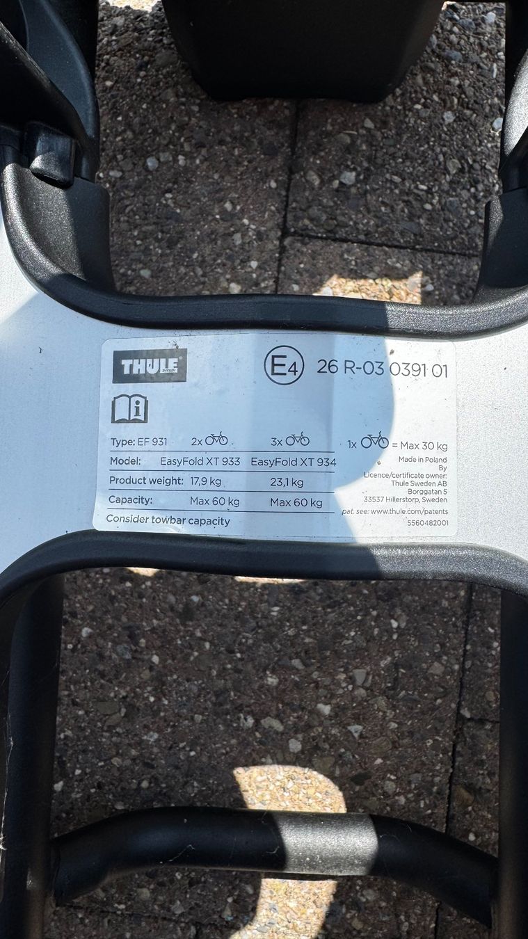 Thule Rimorchi: Thule EasyFold XT933 für 2 eBike, Veloträger – Usato da Gossau ZH venduto da Celestino_2.0 4