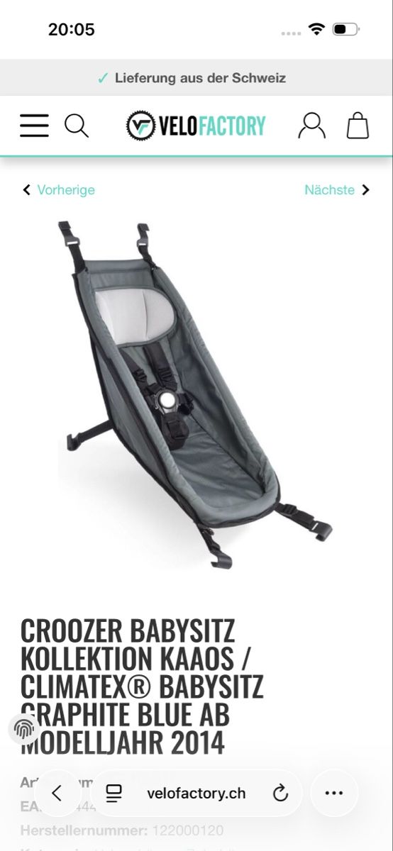 Croozer Ersatzteile: Croozer Baby Hängematte  – Gebraucht aus Pfaffhausen von MAS.03
