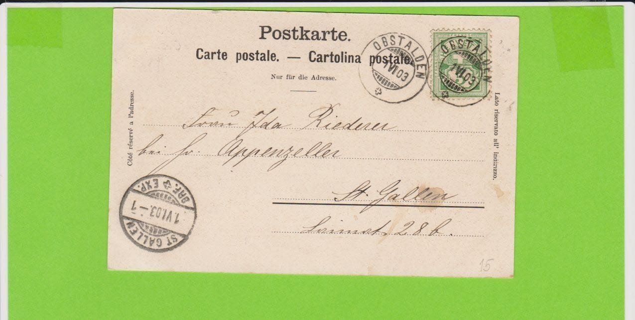 Cartoline postali: Obstalden  GL -  alte Ansichtskarte 1903 – Usato da Vitznau venduto da Ropaku 1