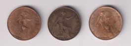 Grossbritannien: 3 x 1 Penny 1917, 1918, 1920