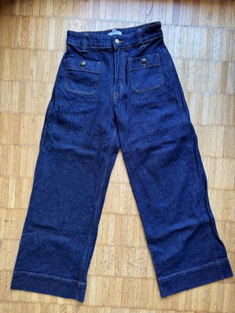 Wide Leg Jeans, Dark Wash, Size 36