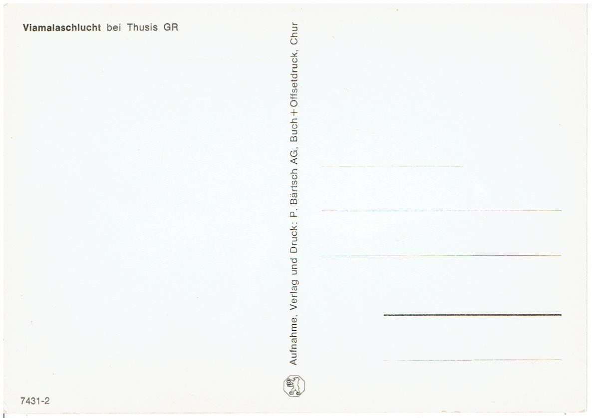 Cartoline postali: Viamalaschlucht bei Thusis GR – Usato da Flims - Dorf venduto da Stagediver 1