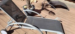 Bequeme Gartenliege / Liegestuhl aus Alu & Textilen (grau/