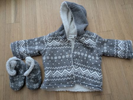 H&M Winter Outfit, 0-2 months, Warm Jacket and Booties