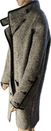 Manteau d'hiver élégant en tweed gris Louis Féraud