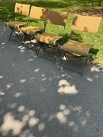 4 Gartenstühle Rattansitz Metallgestell stapelbar guter Zust