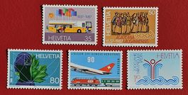 WERBEMARKEN 743 - 747 GENF FLUGHAFEN 1987** POSTFRISCH