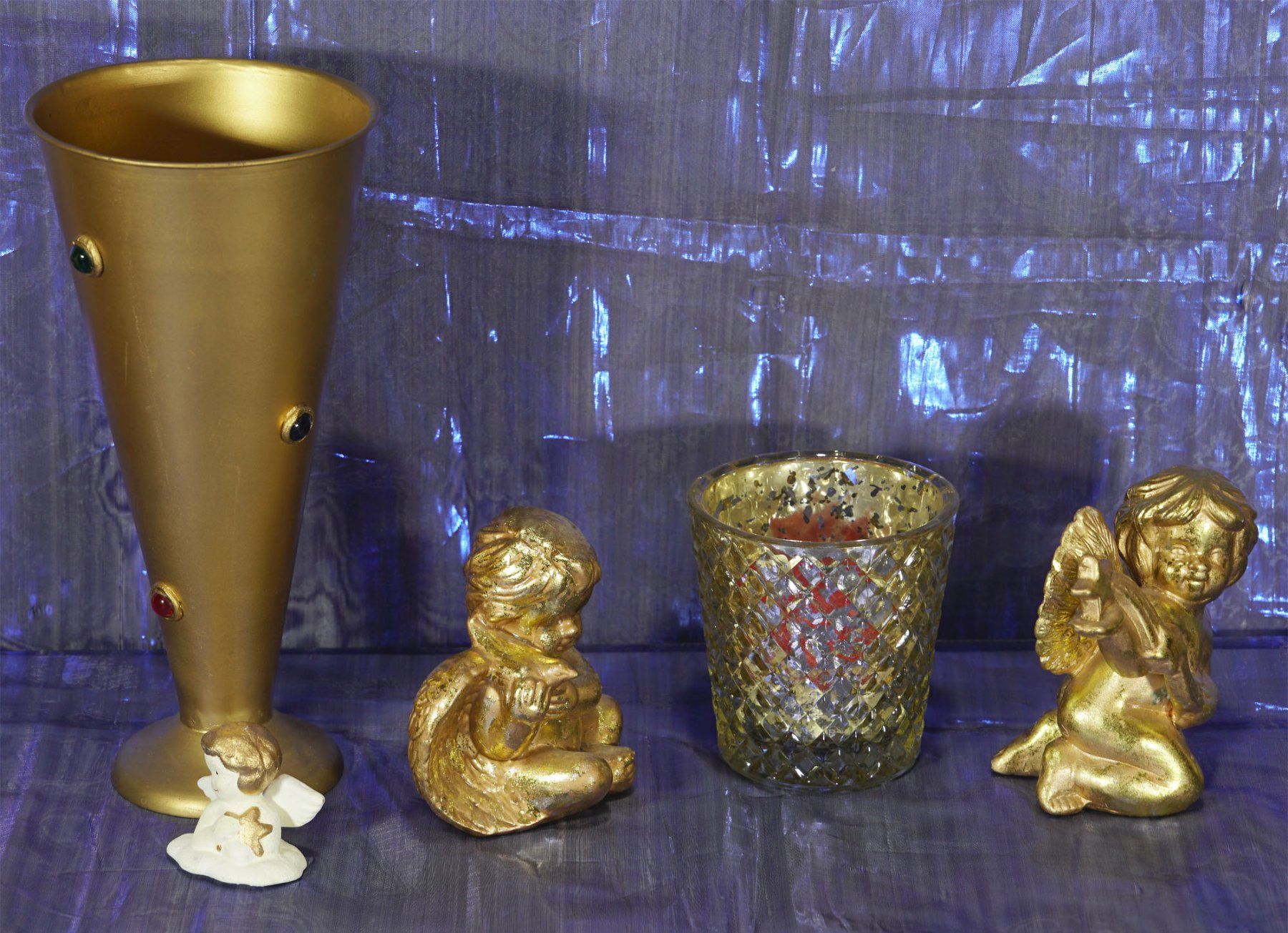 Tutte le decorazioni: Paar goldene Keramik Engel – Usato da Meggen venduto da Brockitare 2