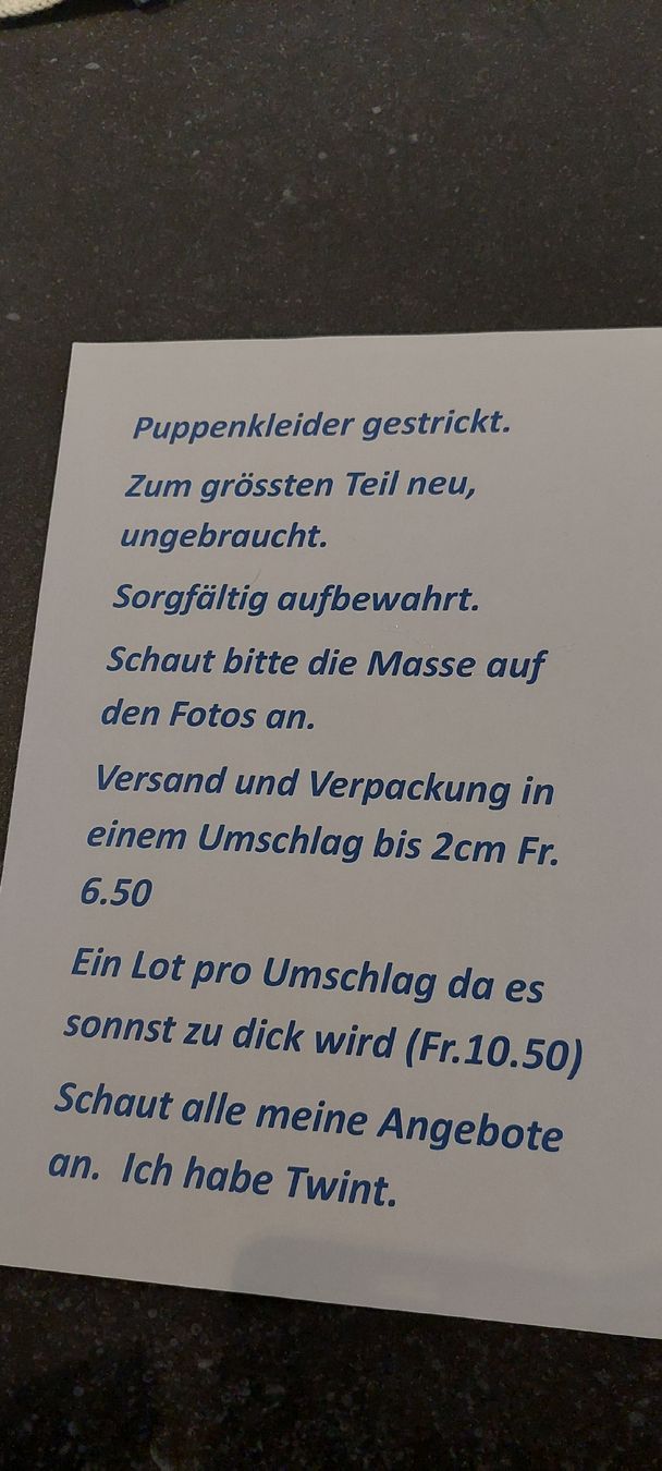 Puppen: Puppenkleidli   – Neu (gemäss Beschreibung) aus Muri AG von nindo1 6