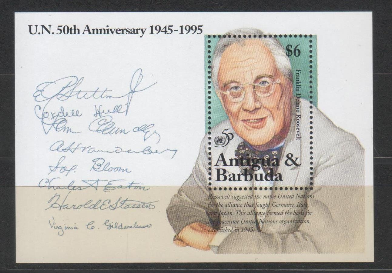 Alle Briefmarken: ANTIGUA & BARBUDA 1995 Roosevelt Block ** – Gebraucht aus Remetschwil von Hofiii