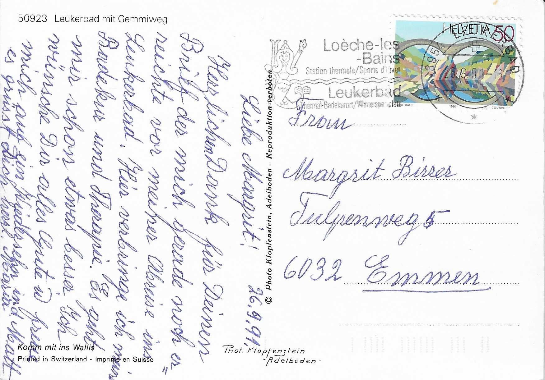 Cartoline postali: Leukerbad mit Gemmiweg VS – Usato da Rothrist venduto da Stranglehold 1