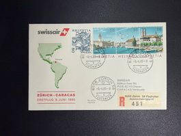 Swissair Erstflugbrief Zürich-Caracas 1985