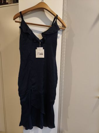 Vestito midi blu missguided con volant taglia 36 nuovo 