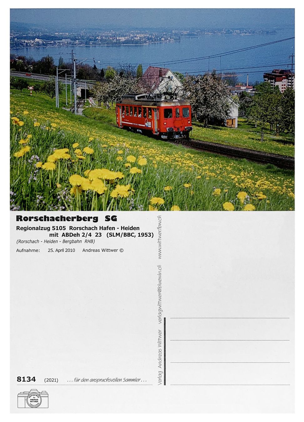 Cartoline postali: Rorschacherberg Rorschach Heiden Bahn RHB ABDeh 2/4 Bodensee – Usato da Bern venduto da AWiBe