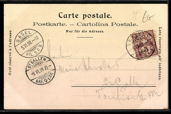 Cartoline postali: Litho Basel / Bâle, Rheinpartie mit Br – Usato da Berlin venduto da bartko-reher 1