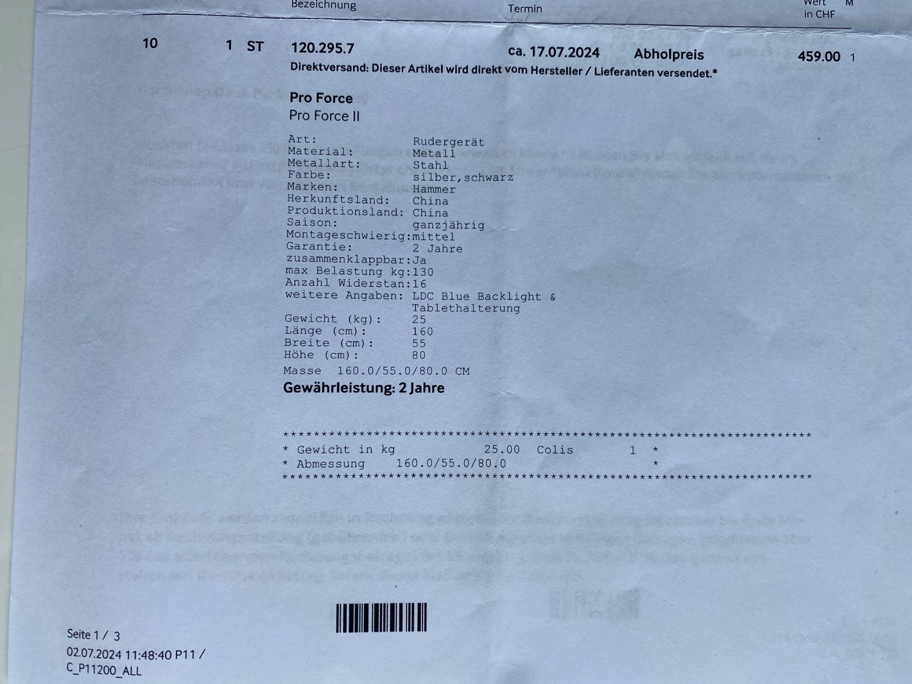 Hometrainer: Hammer Rudergerät Pro Force II – Gebraucht aus Kirchberg BE von alizze13 6