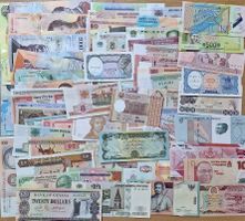 Welt Lot 82 Stk 82 verschieden Banknoten UNZ