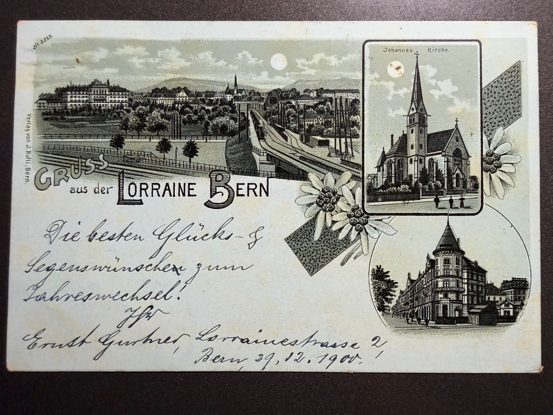 Cartoline postali: Litho AK  Lorrain Bern, gel 1900 – Usato da untervaz venduto da Wingert