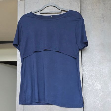 🐸 BLUSE T-SHIRT TOP MARINE BLAU Gr. L 2 LAGEN OBERTEIL