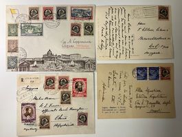 Vatikan 1945, Kat. 116-125, 4 Belege mit Aufdruck-Ausgabe